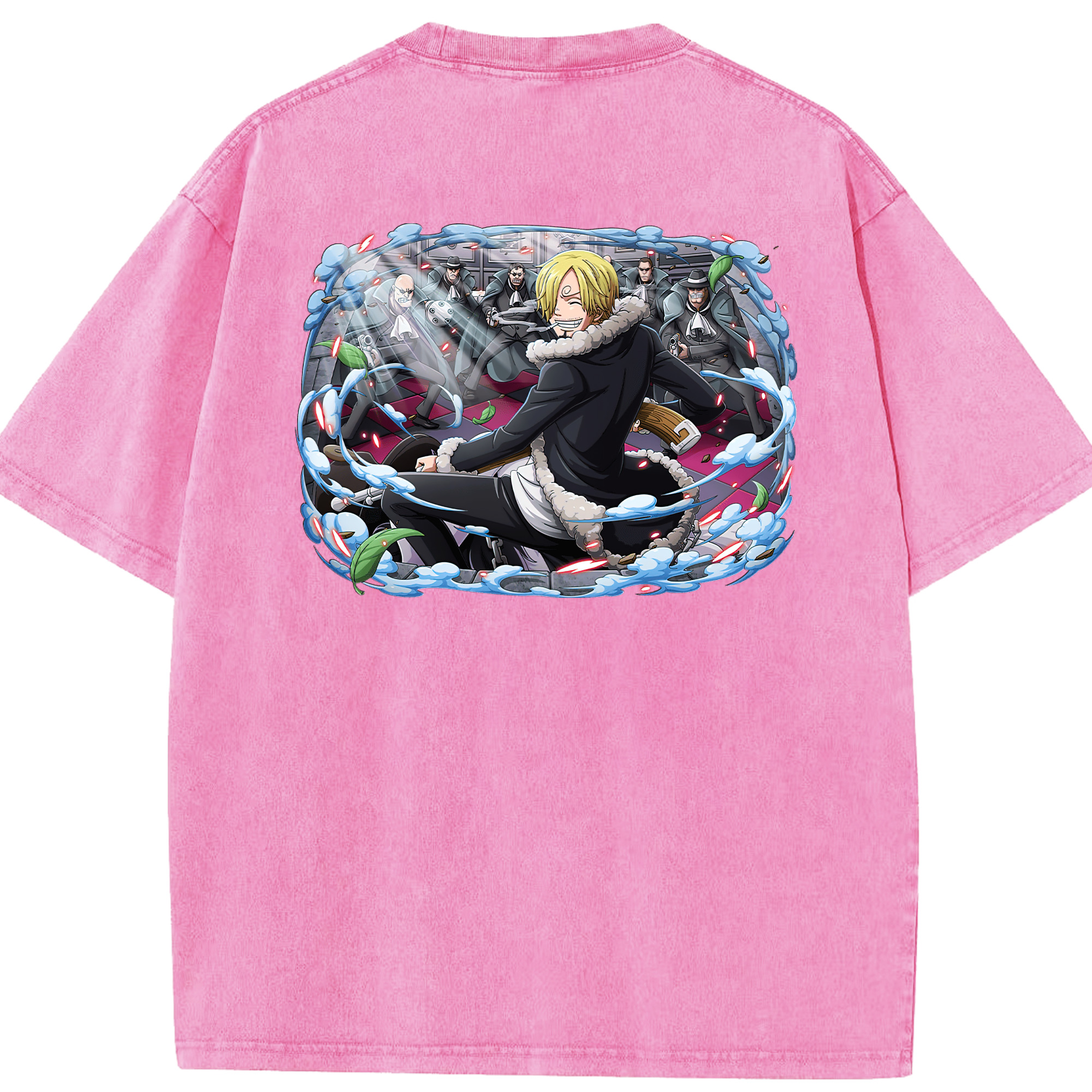 ワンピース サンジ ONE PIECE Sanji 綿100% ヴィンテージ風 半袖Tシャツ（背面プリント）